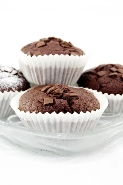 Νωπά ψημένα muffins σοκολάτας — Φωτογραφία Αρχείου