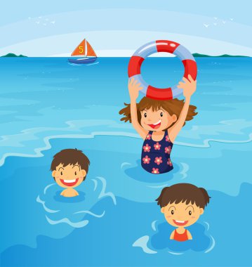 Beach kids clipart