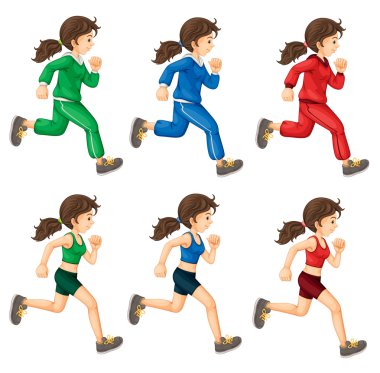 Lady running clipart