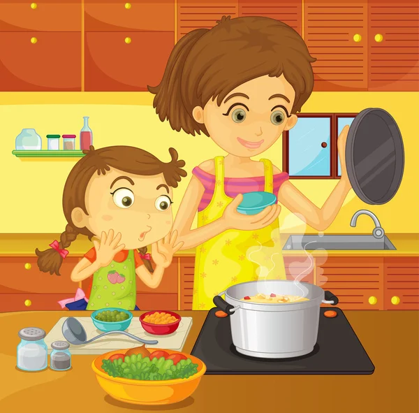 Helping at home — Stock Vector