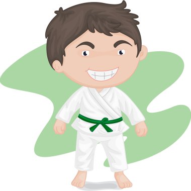 boy playing koong-foo-karate clipart