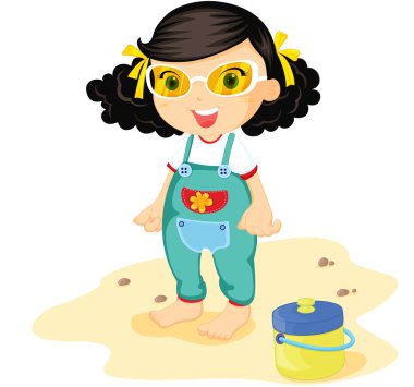 Toddler on beach clipart