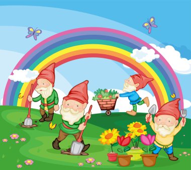 Cartoon illustration of gnomes clipart