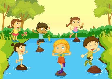 Kids playing clipart