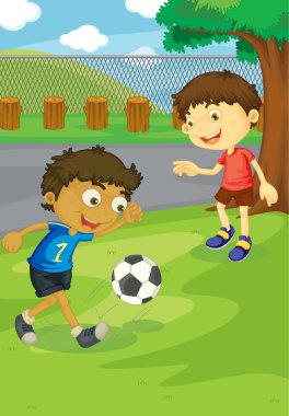 Soccer in the park clipart