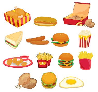 Junk food on white clipart