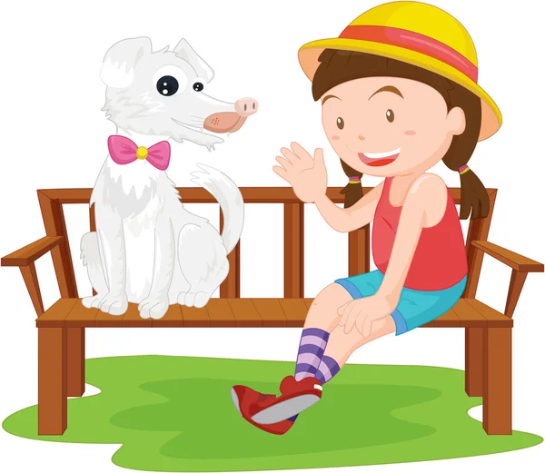 Girl sitting with dog — Stock Vector