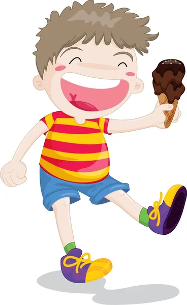 男孩手中的冰淇淋 — 图库矢量图片