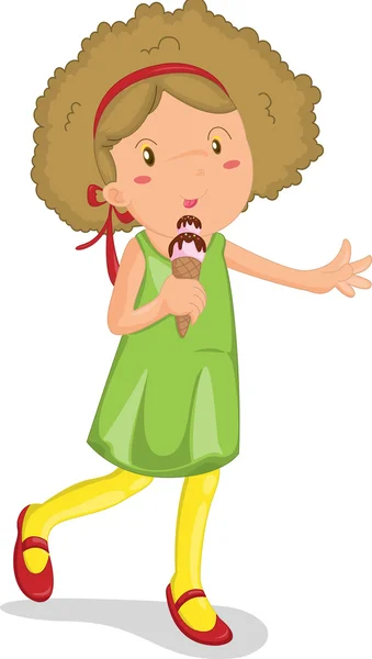 Κορίτσι που τρώει παγωτό — Διανυσματικό Αρχείο