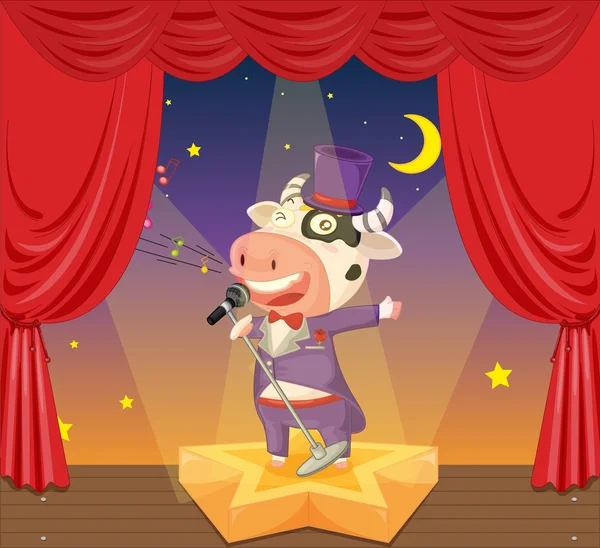 Cow on stage — Stock Vector