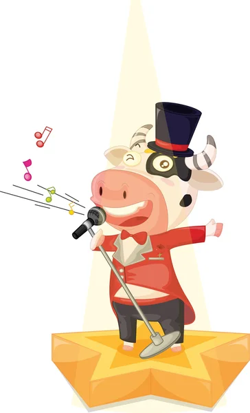 Cow on stage — Stock Vector