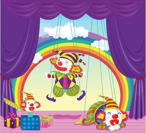 在舞台上的小丑 — 图库矢量图片