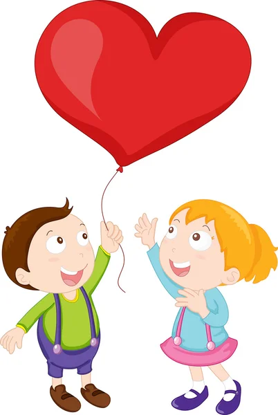 Τα παιδιά παίζουν με μπαλόνι — Διανυσματικό Αρχείο