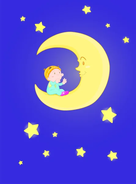 月に赤ちゃん — ストックベクタ