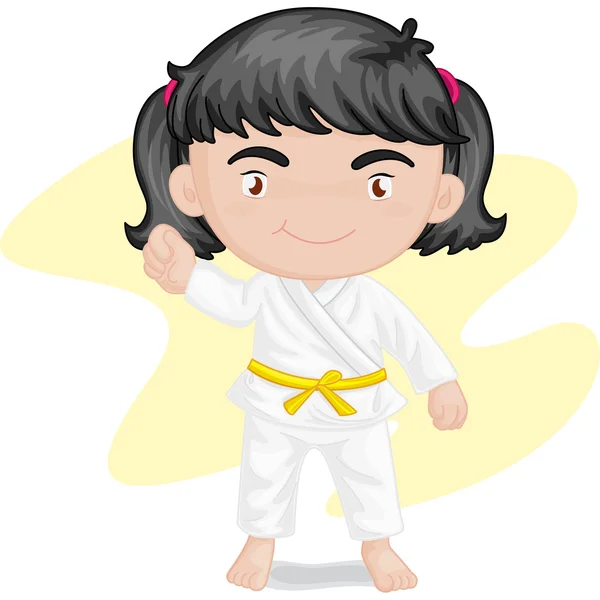 Kung-fu-karate oynayan kız — Stok Vektör