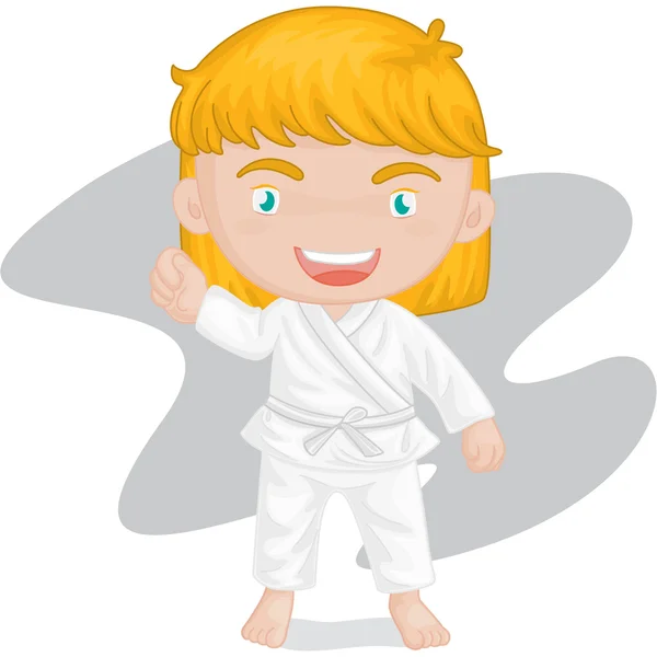 Lány játszik koong-ize-karate — Stock Vector