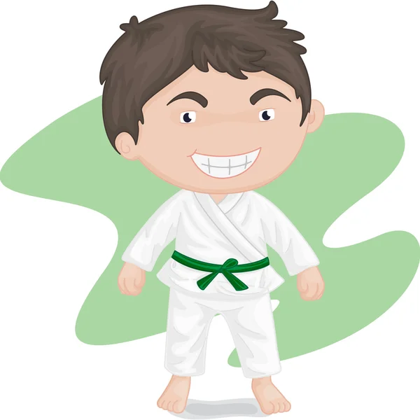 Boy playing koong-foo-karate — Stock Vector