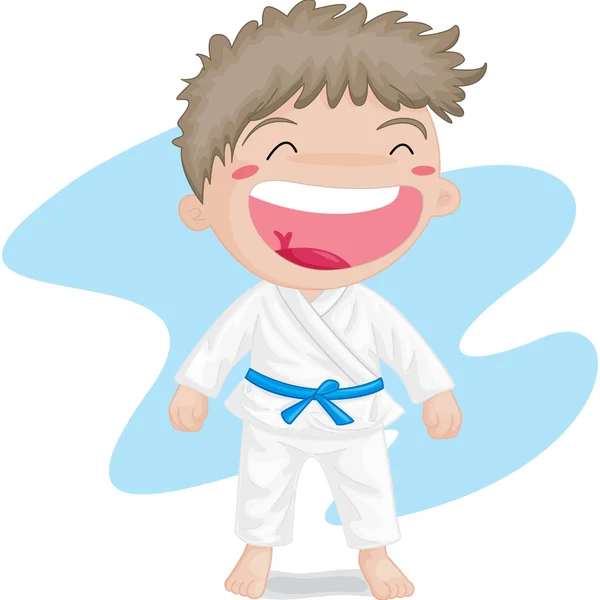Boy playing kung-fu-karate — Stock Vector
