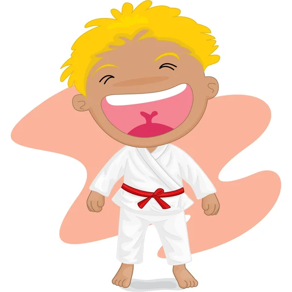 Fiú játszik koong-ize-karate — Stock Vector