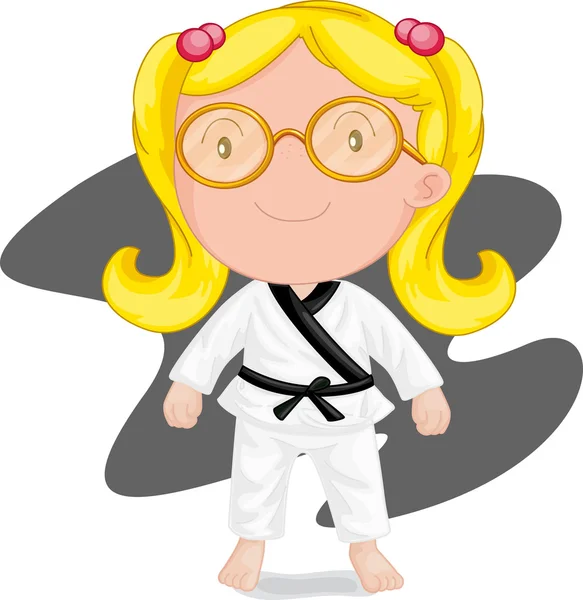 Girl playing kung-fu-karate — Stock Vector
