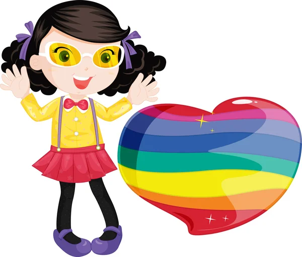 Girl and heart — Stock Vector
