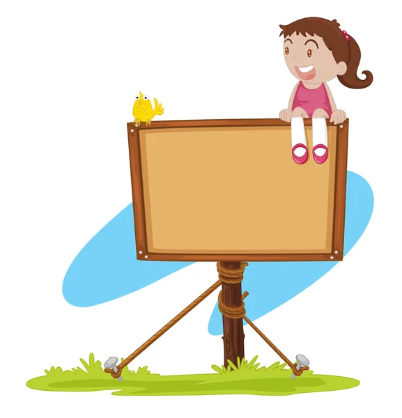 Girl and notice board — Stock Vector