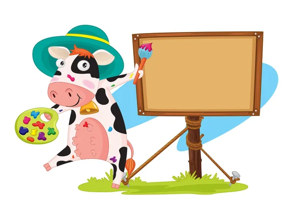 Cow and board — Stock Vector