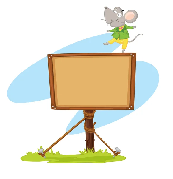 Mouse and notice board — Stock Vector