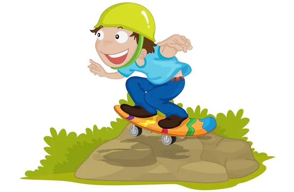 Boy playing on roack — Stock Vector