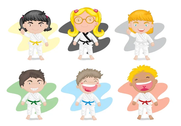 Niños en vestido de karate — Archivo Imágenes Vectoriales