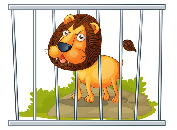 Λιοντάρι σε ένα κλουβί — Διανυσματικό Αρχείο