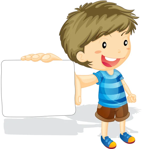 Junge zeigt weißes Papier — Stockvektor