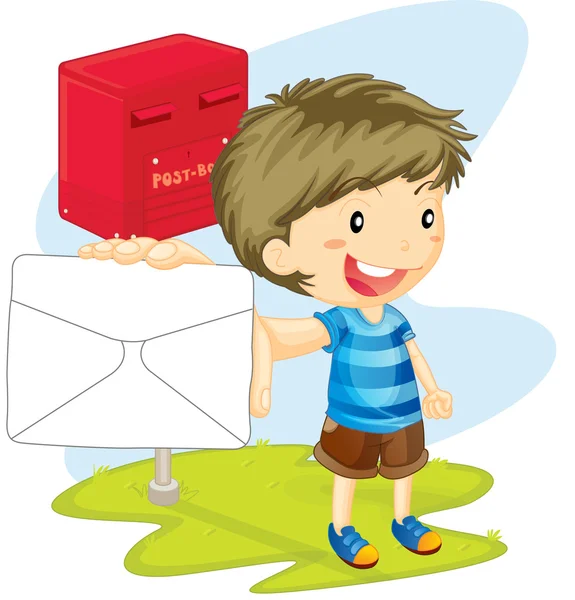 Boy showing envelop — Stock Vector