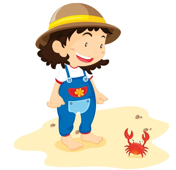 Barnet med krabba — Stock vektor