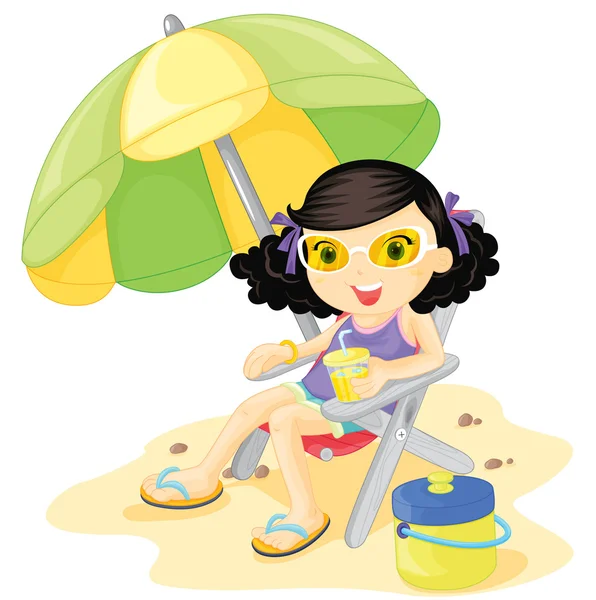 Sonnenschirm-Mädchen — Stockvektor