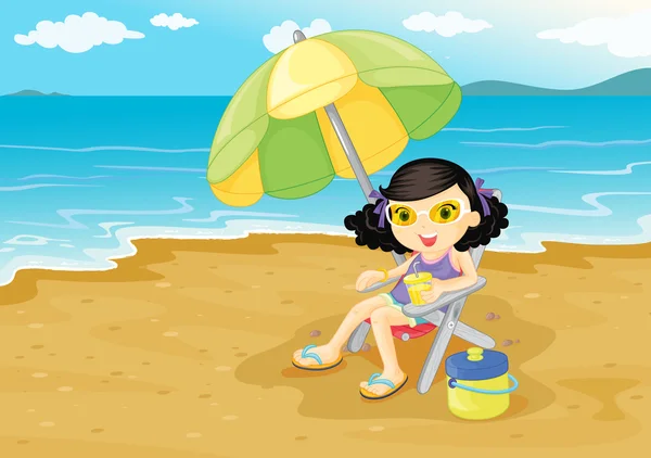 Κορίτσι στην παραλία — Διανυσματικό Αρχείο