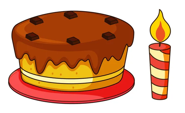 Cake with one candle Vector Art Stock Images | Depositphotos