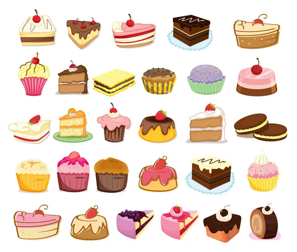 Cakes and desserts — Stock Vector