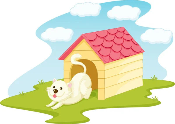 Illustration of cathouse on white — Stock Vector