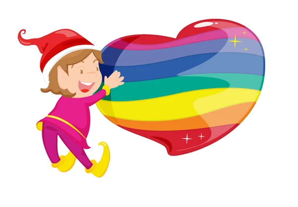 Kid with heart — Stock Vector