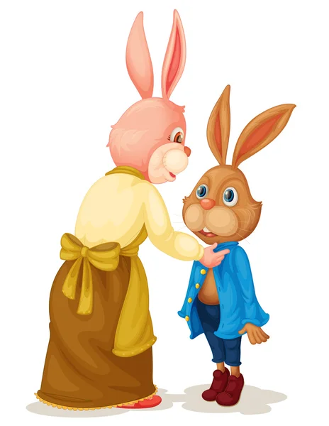 Mother and son rabbit — Stock Vector