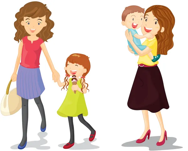 Kids with mom — Stock Vector