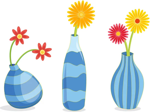 Drei blaue Vasen — Stockvektor
