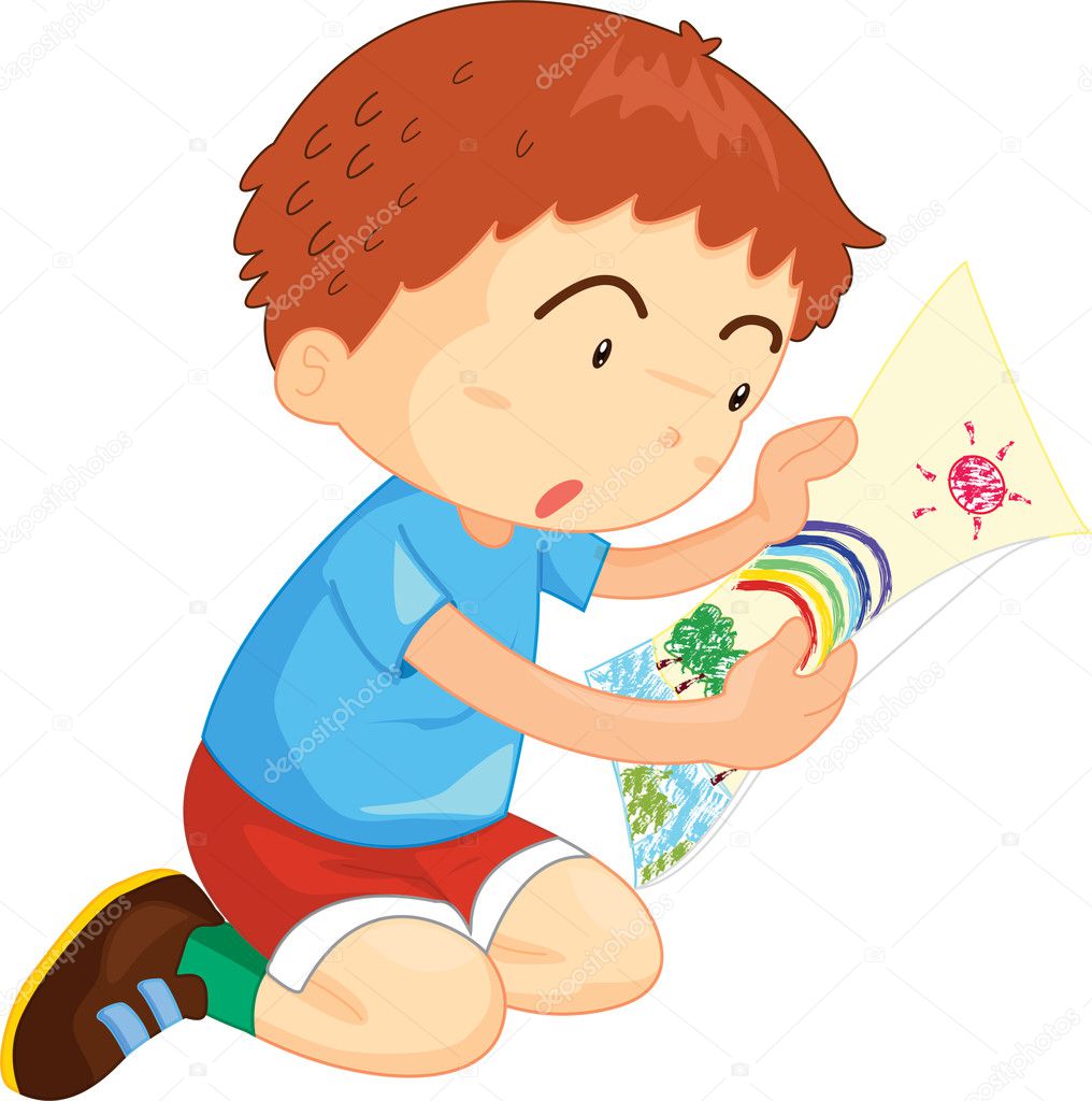 Kneeling boy — Stock Vector © interactimages 10116398