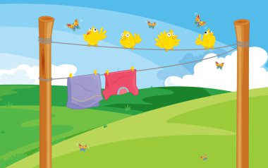 Clothes on the line clipart