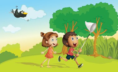 Kids running clipart