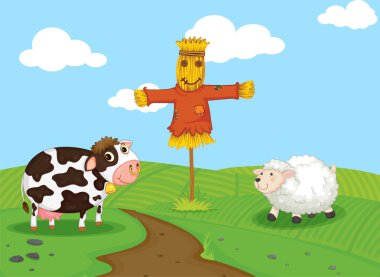 Farm scene clipart