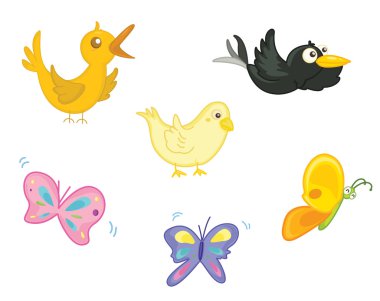 birds and butterflys clipart