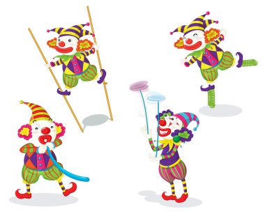 series of funny clowns clipart