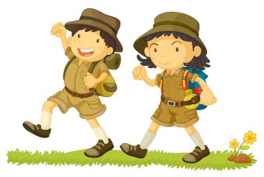 2 hikers clipart